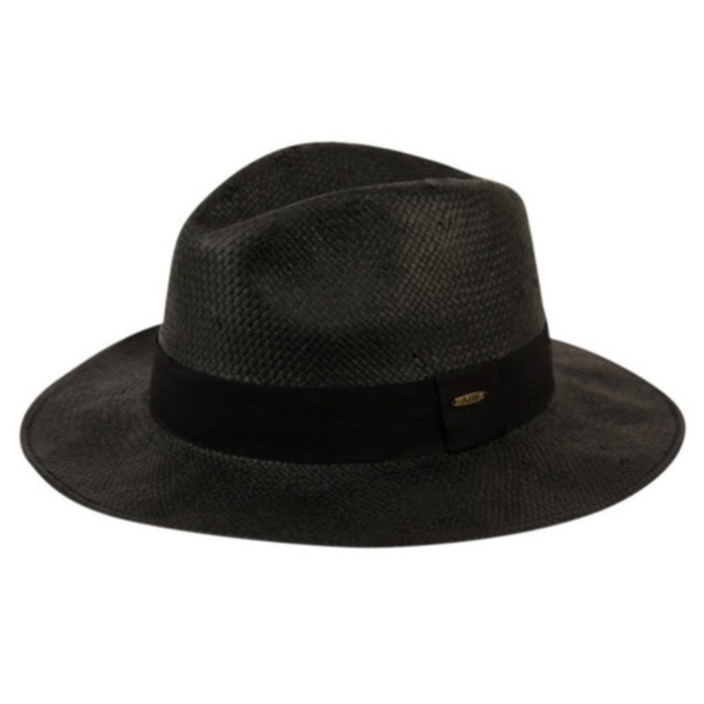 Unisex Black Panama Style Straw Paper Hat - Picture 1 of 3
